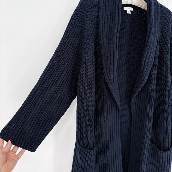 J.JILL | Rib-Textured Open-Front Knit Cardigan Sweater in Navy Blue | XL - Picture 6 of 12